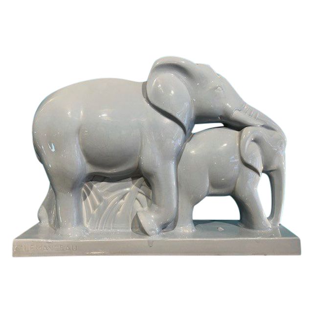 Charles Lemenceau (1905-1980) - Elefante e il suo cucciolo 