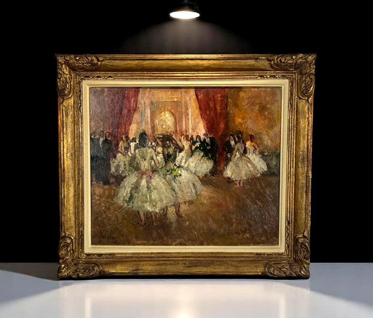 MARCEL COSSON 1878–1956, Gemälde auf Holzplatte „Opernszene“, gut gerahmt