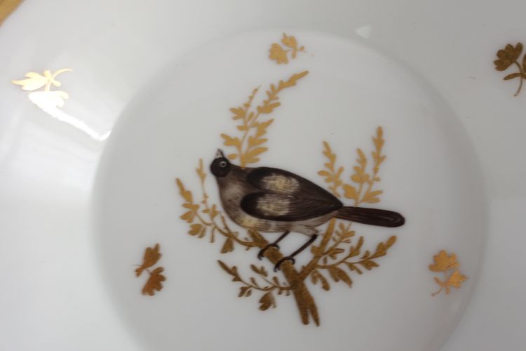 Brussels porcelain coffee service from the Directoire period: 6 bird cups