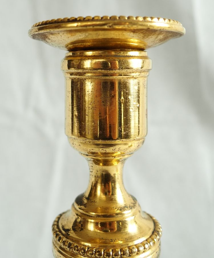 Coppia di candelieri/torce in bronzo dorato al mercurio, epoca Luigi XVI - XVIII secolo