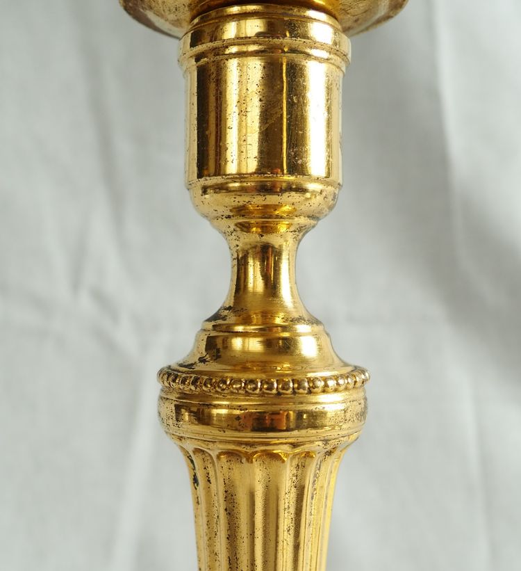 Coppia di candelieri/torce in bronzo dorato al mercurio, epoca Luigi XVI - XVIII secolo