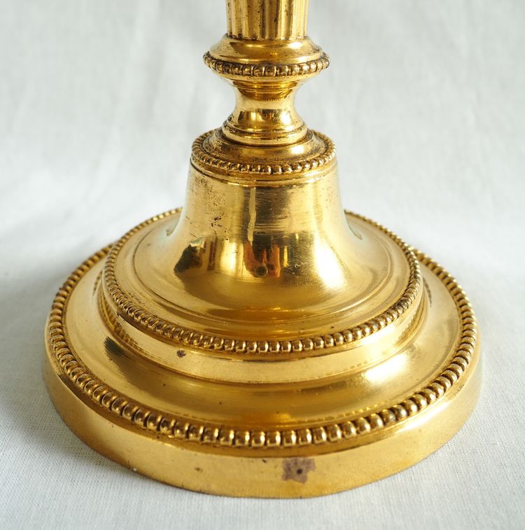 Coppia di candelieri/torce in bronzo dorato al mercurio, epoca Luigi XVI - XVIII secolo
