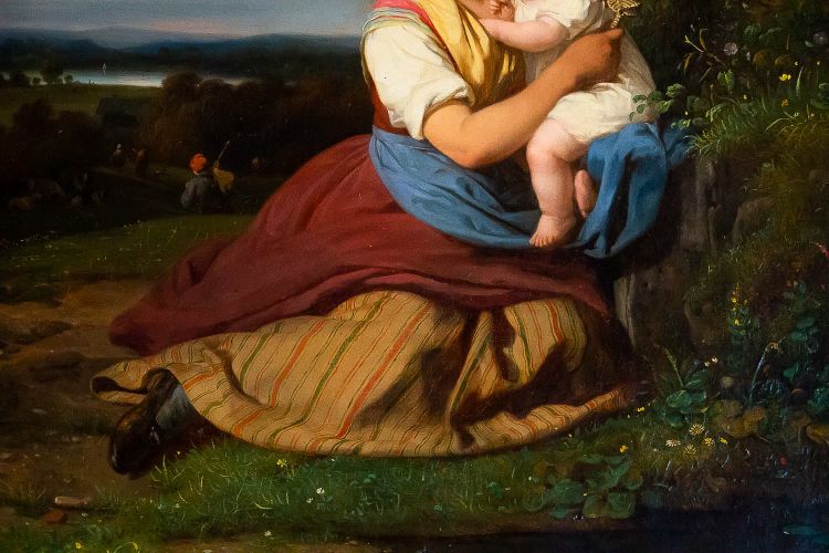 Julien Michel Gué (1789-1843) Junge Frau und Kind, Öl auf Leinwand, Romantik, um 1820