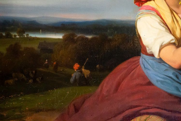 Julien Michel Gué (1789-1843) Junge Frau und Kind, Öl auf Leinwand, Romantik, um 1820