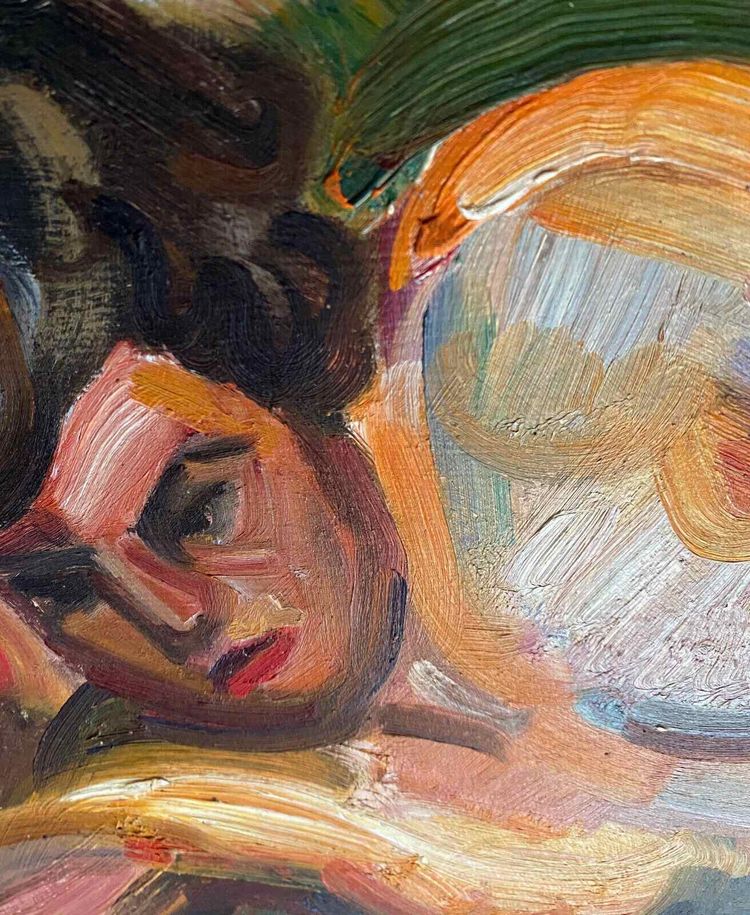 Dipinto HSP "La Songeuse" Nudo di André CLAUDOT (1892-1982) + cornice