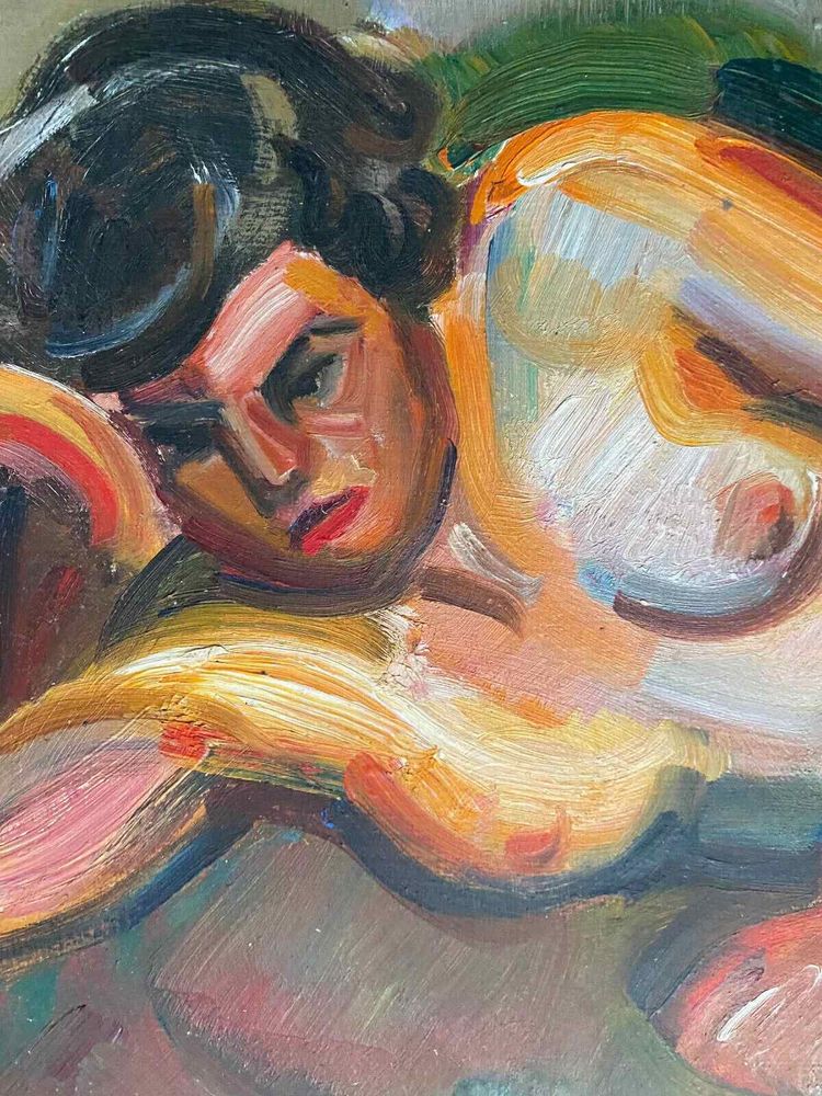 Dipinto HSP "La Songeuse" Nudo di André CLAUDOT (1892-1982) + cornice