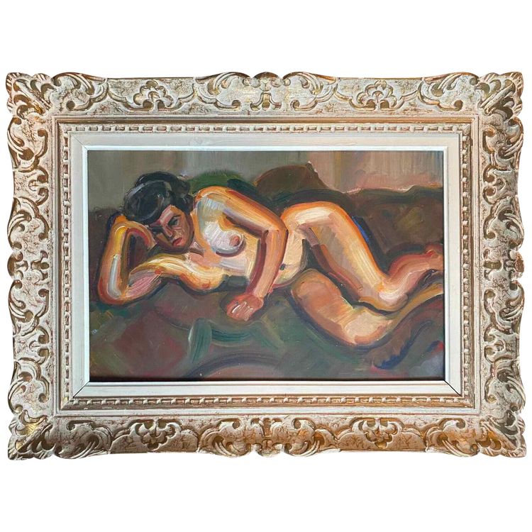 Dipinto HSP "La Songeuse" Nudo di André CLAUDOT (1892-1982) + cornice