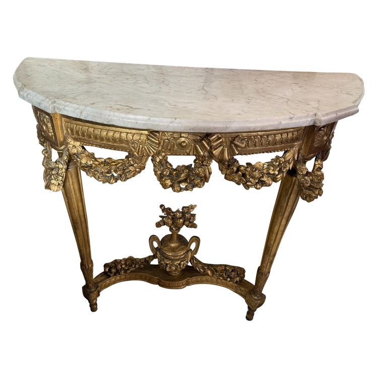 CONSOLE EN BOIS DORE LOUIS XVI - 18ème