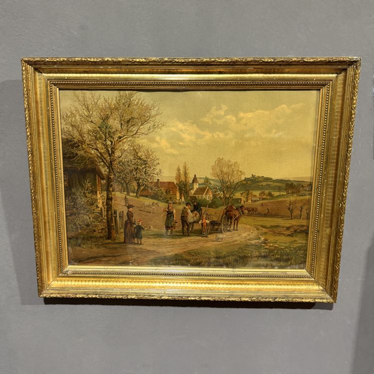 Ensemble de quatre lithographies en couleurs du XIXe siècle dans des cadres à la feuille d'or