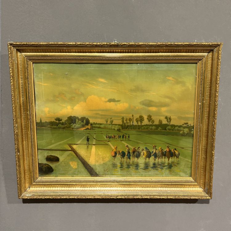 Ensemble de quatre lithographies en couleurs du XIXe siècle dans des cadres à la feuille d'or