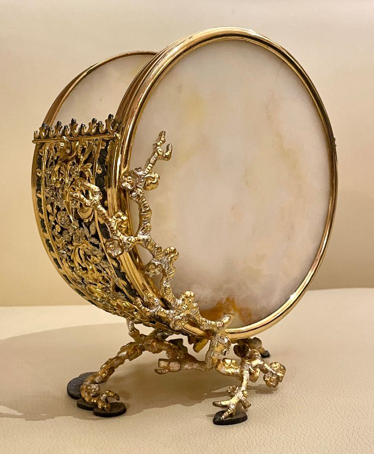 Vide-poche en agate et bronze doré, fin XIXe siècle 