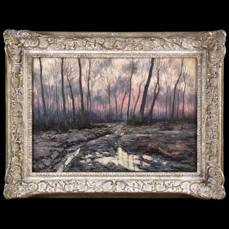 Winterliche Waldlandschaft, Ölgemälde auf Leinwand von Louis Clesse, 20. Jahrhundert