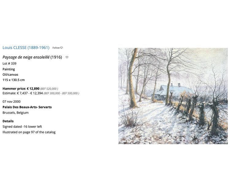 Winterliche Waldlandschaft, Ölgemälde auf Leinwand von Louis Clesse, 20. Jahrhundert