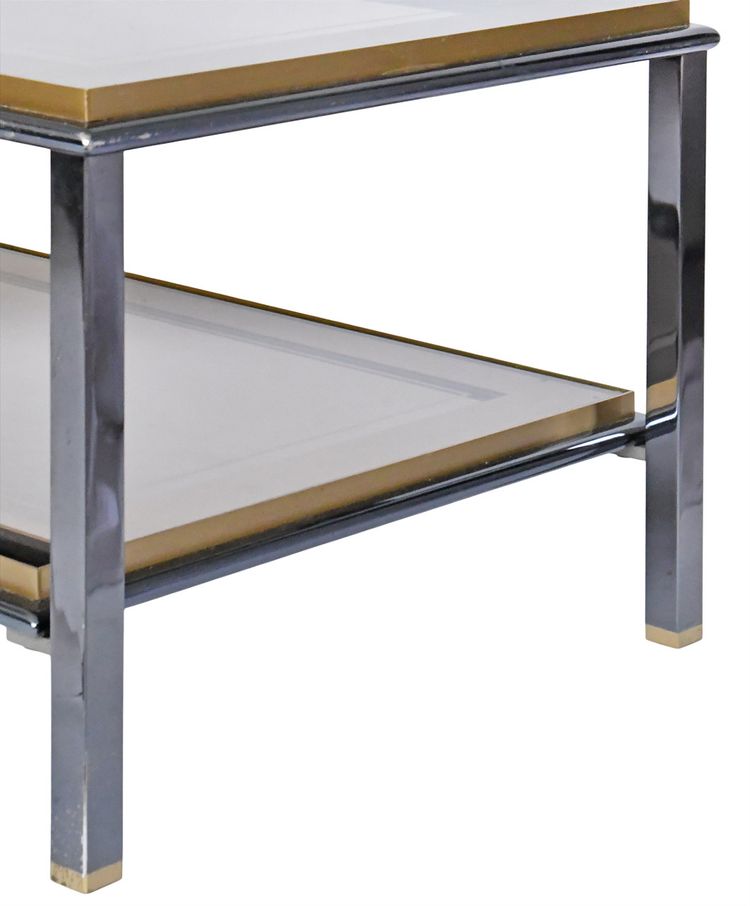 Table basse rectangulaire de Belgo Chrome des années 1970-1980 