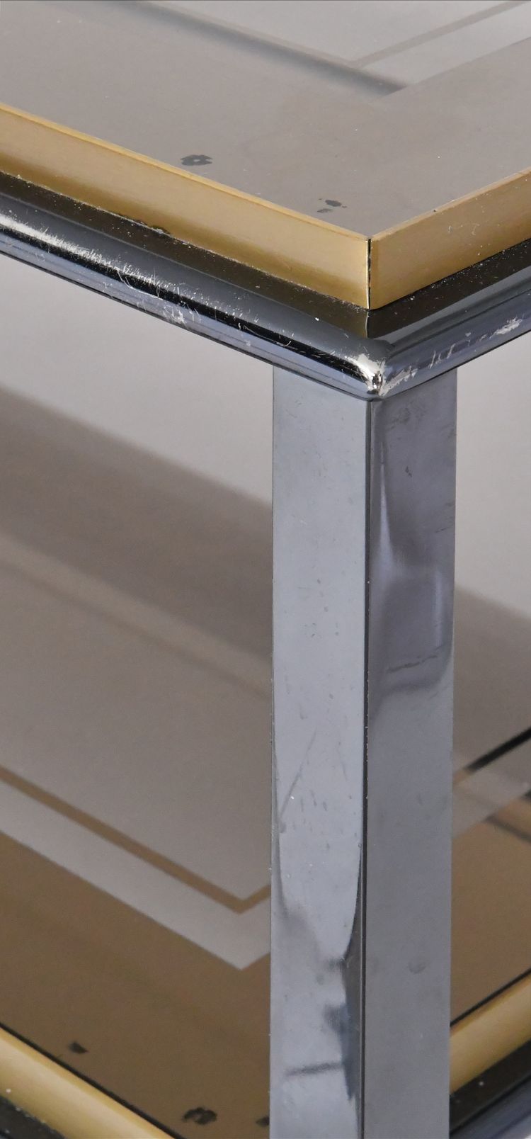Table basse rectangulaire de Belgo Chrome des années 1970-1980 