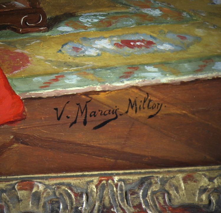 Les favoris du cardinal, peinture à l'huile sur panneau de Victor MARAIS-MILTON