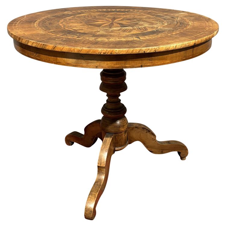 Table ancienne marquetée de Sorrente, 19ème siècle