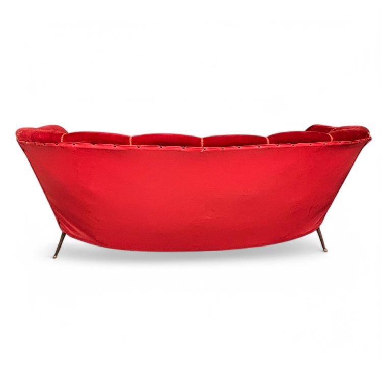 Divano a conchiglia design anni '50 in velluto