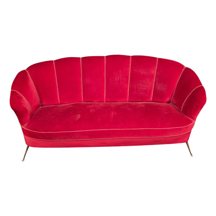 Divano a conchiglia design anni '50 in velluto