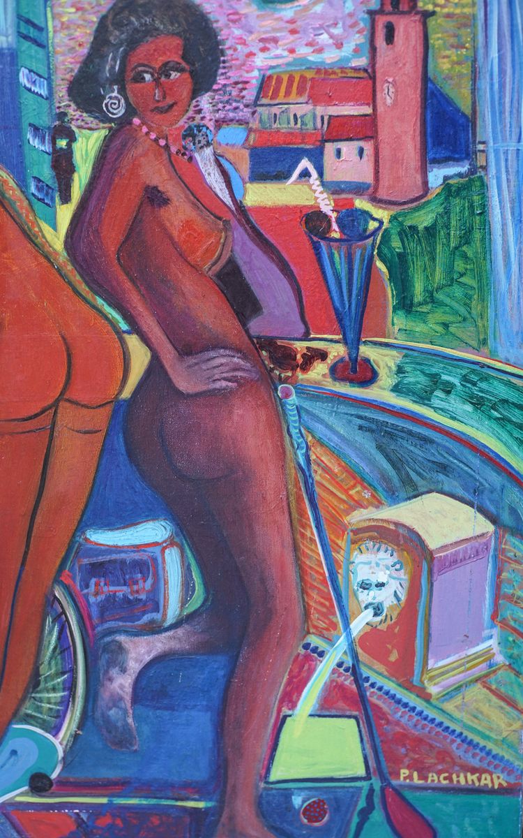 Pierre LACHKAR, „Frauen: Wünsche“, Öl auf Leinwand, 80 x 100 cm