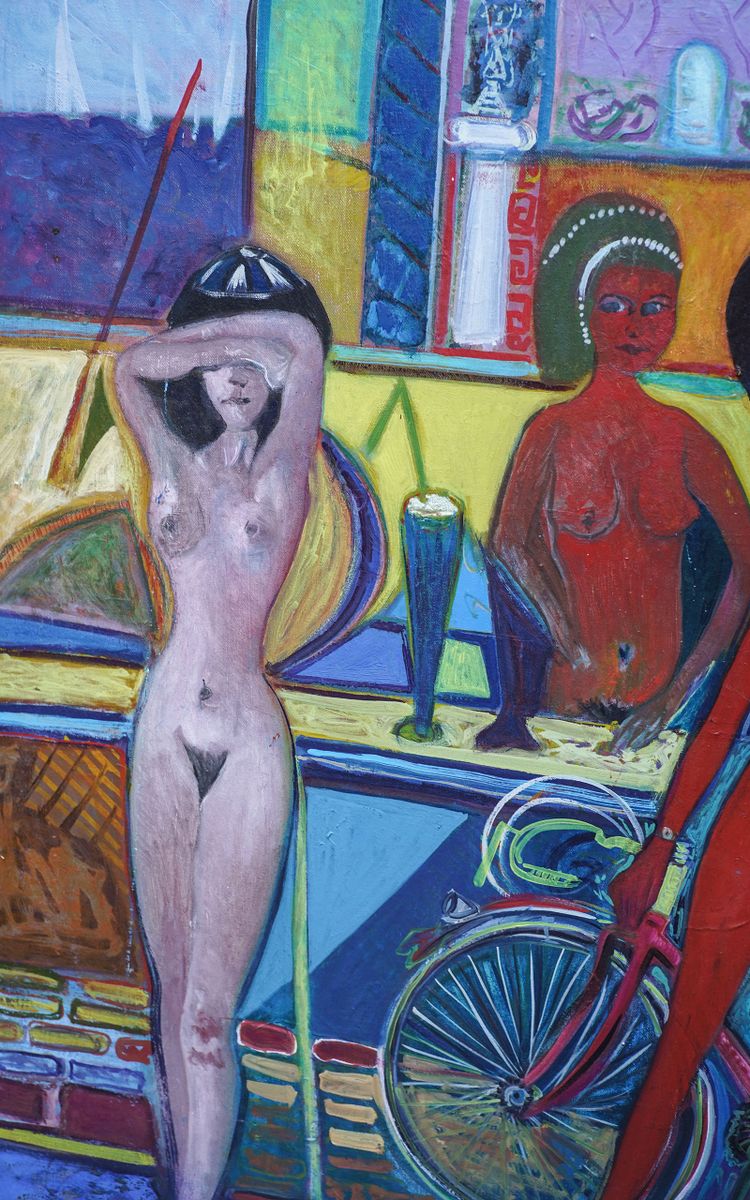 Pierre LACHKAR, „Frauen: Wünsche“, Öl auf Leinwand, 80 x 100 cm