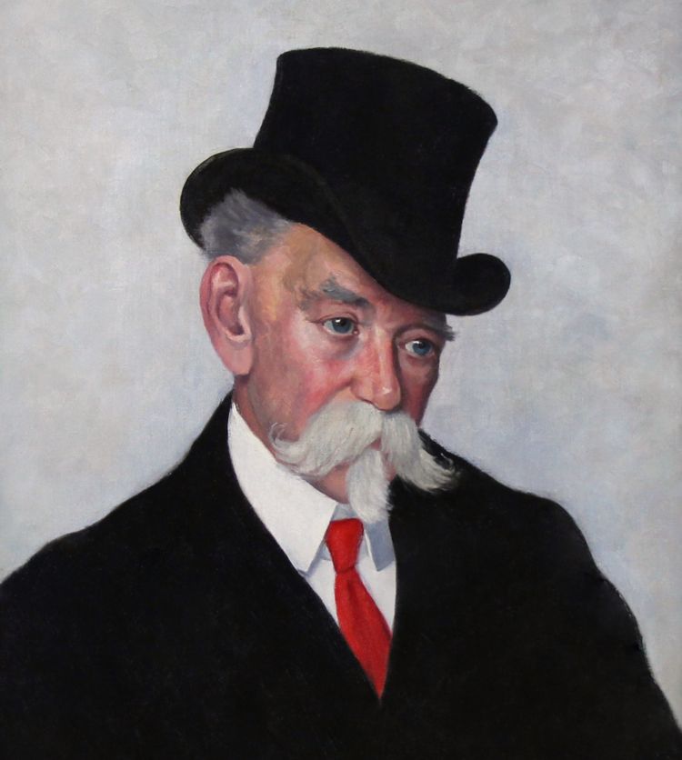 Portrait d'un homme portant un chapeau haut de forme, huile sur toile attribuée à Tom Roberts 1888
