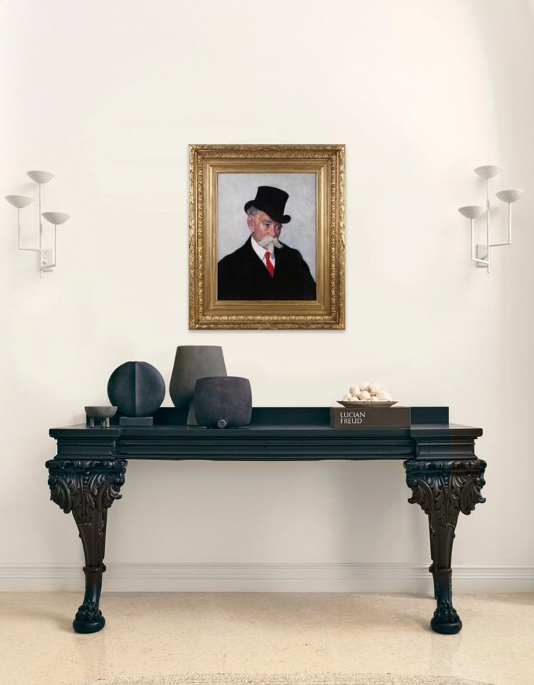 Portrait d'un homme portant un chapeau haut de forme, huile sur toile attribuée à Tom Roberts 1888