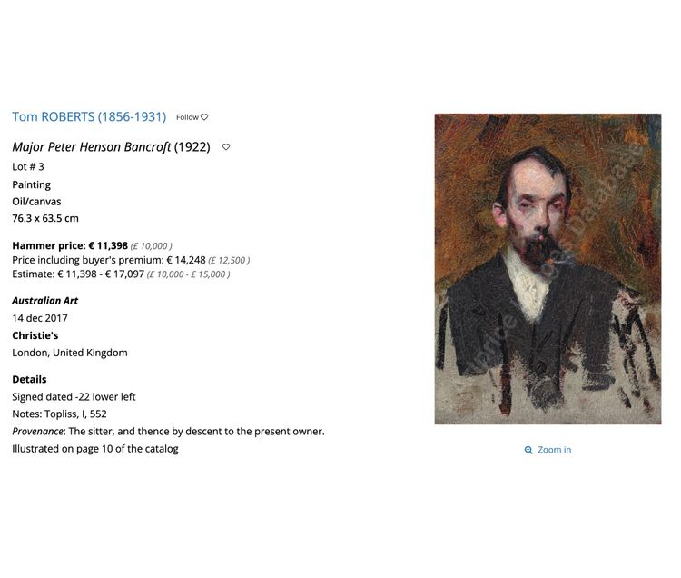 Portrait d'un homme portant un chapeau haut de forme, huile sur toile attribuée à Tom Roberts 1888