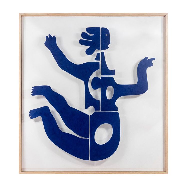 Pannello decorativo “Eva” in metallo laccato blu. Opera contemporanea. LS?2309?C