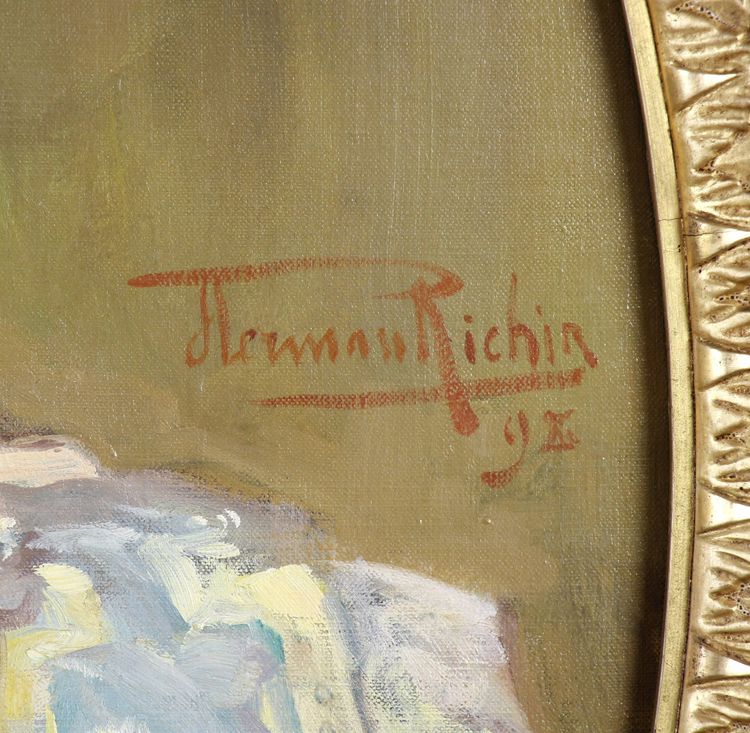 Herman Richir „Porträt von Mme Simonis“ Ölgemälde auf Leinwand