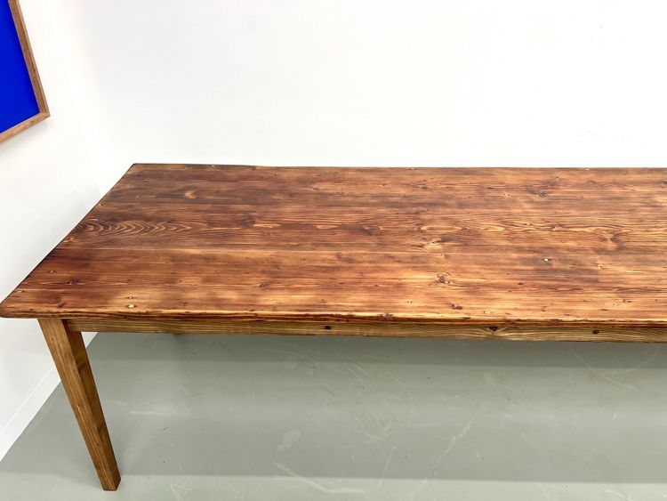 Très grande table de ferme en pin massif, années 50