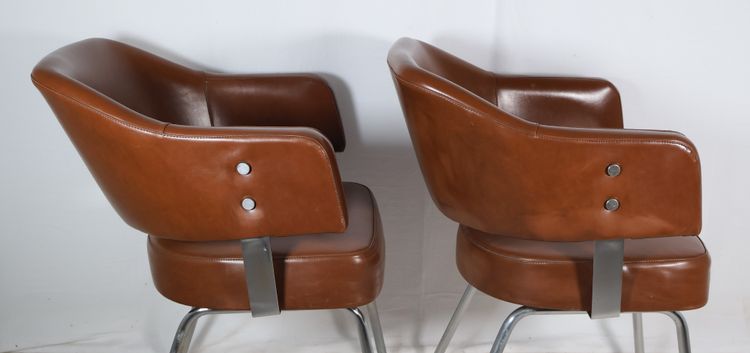 Pair of 50s-60s leatherette armchairs