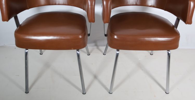 Pair of 50s-60s leatherette armchairs