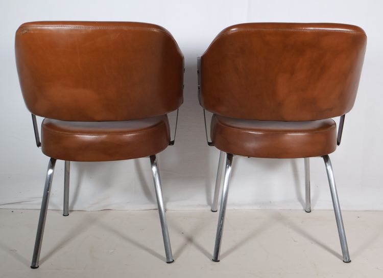 Pair of 50s-60s leatherette armchairs