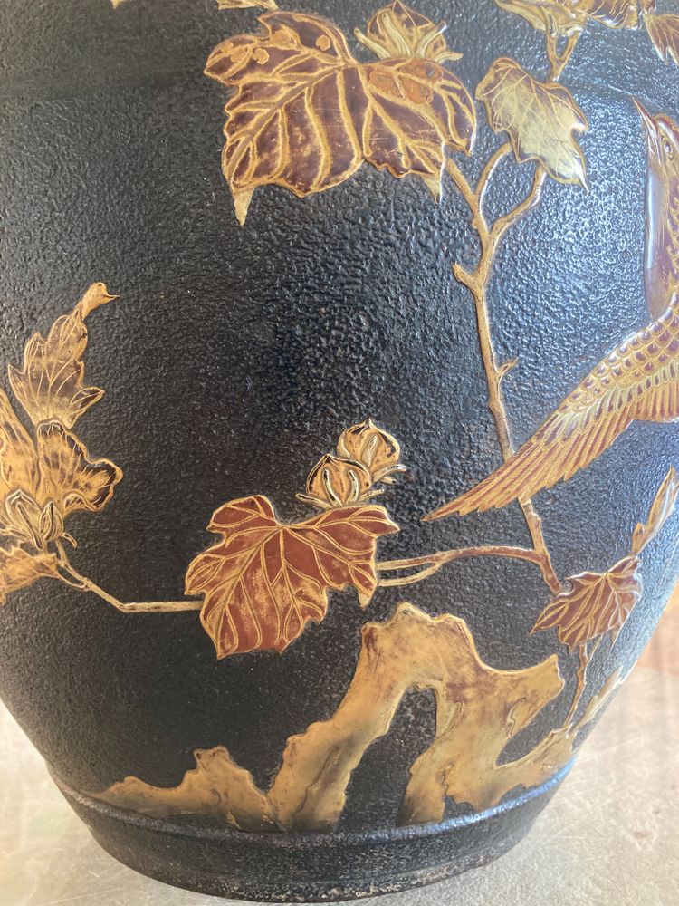 Cast iron and lacquer planter from Japan, Meiji period