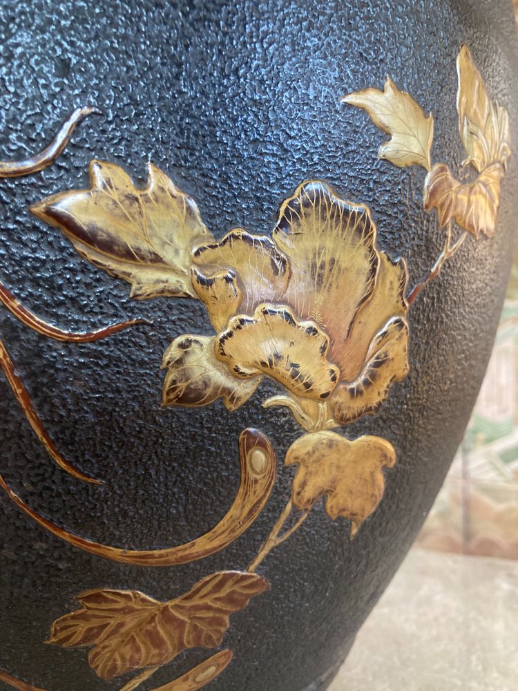 Cast iron and lacquer planter from Japan, Meiji period