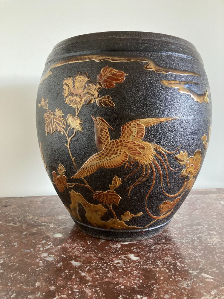 Cast iron and lacquer planter from Japan, Meiji period