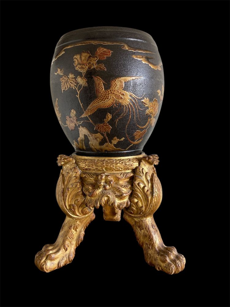 Cast iron and lacquer planter from Japan, Meiji period
