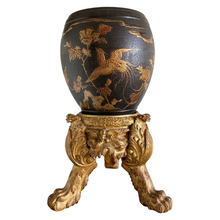 Cast iron and lacquer planter from Japan, Meiji period