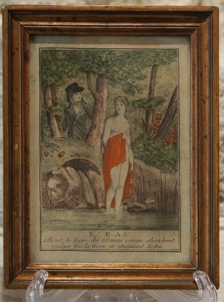 Two Watercolour Engravings 'Water and Fire', Empire Period, Circa 1800