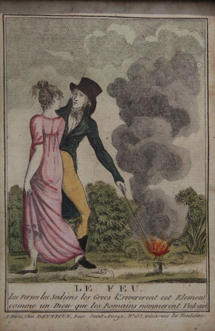 Two Watercolour Engravings 'Water and Fire', Empire Period, Circa 1800