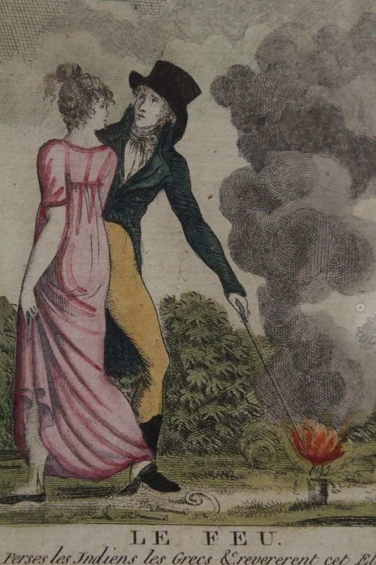 Two Watercolour Engravings 'Water and Fire', Empire Period, Circa 1800
