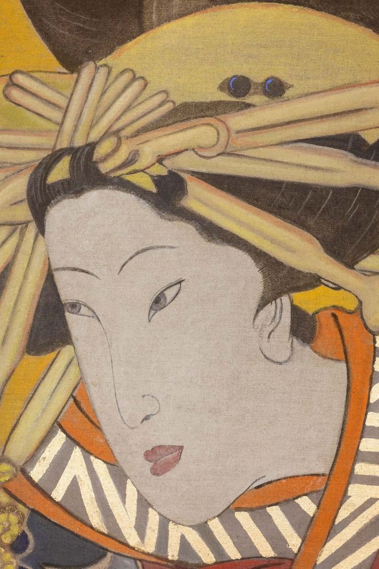 Bemalte Leinwand mit der Darstellung einer Japanerin. Zeitgenössische Arbeit. LS6342676/1