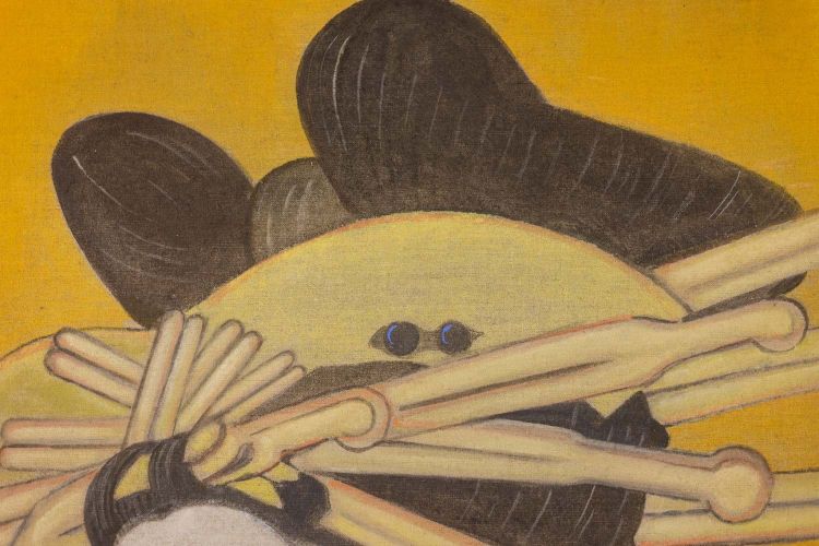 Bemalte Leinwand mit der Darstellung einer Japanerin. Zeitgenössische Arbeit. LS6342676/1
