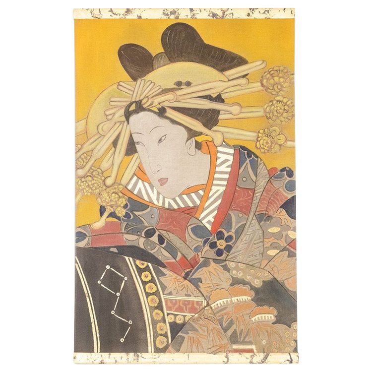 Bemalte Leinwand mit der Darstellung einer Japanerin. Zeitgenössische Arbeit. LS6342676/1