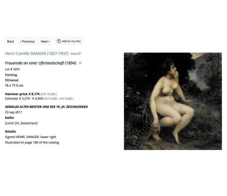 Peinture à l'huile sur toile ancienne française « Nu à l'éventail » XXe siècle