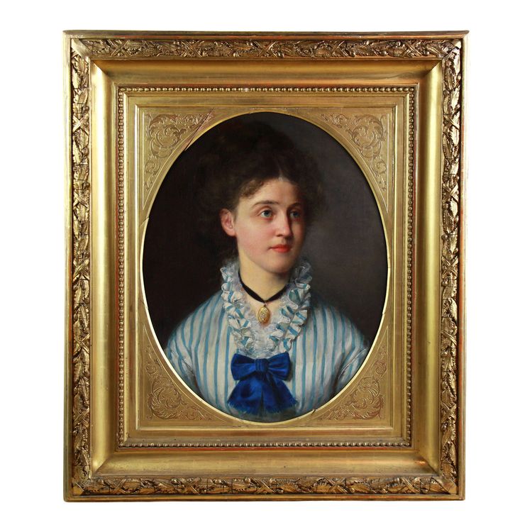 Peinture à l'huile sur toile « Portrait d'une jeune femme » par Henry Schlesinger