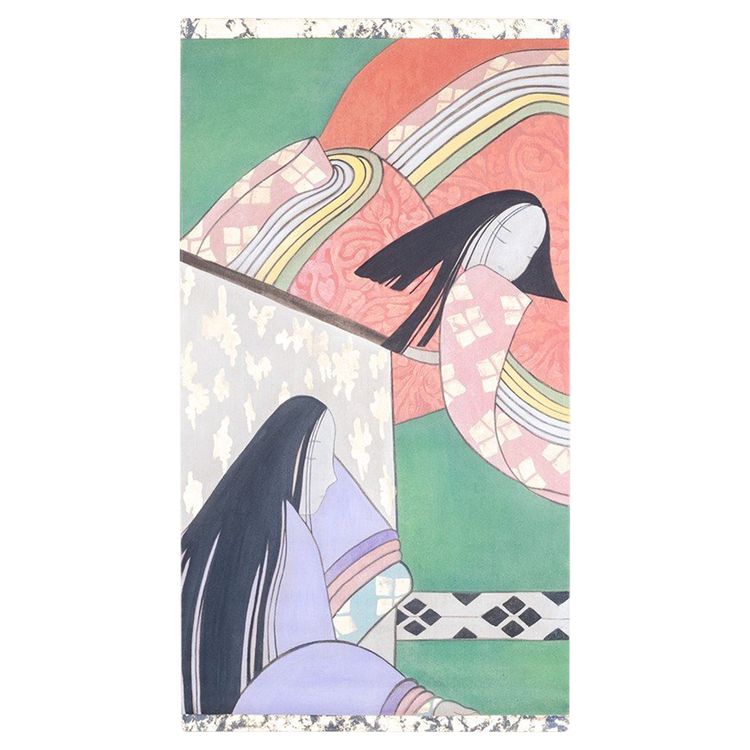 Bemalte Leinwand mit der Darstellung japanischer Tänzer. Zeitgenössisch. LS63431089P