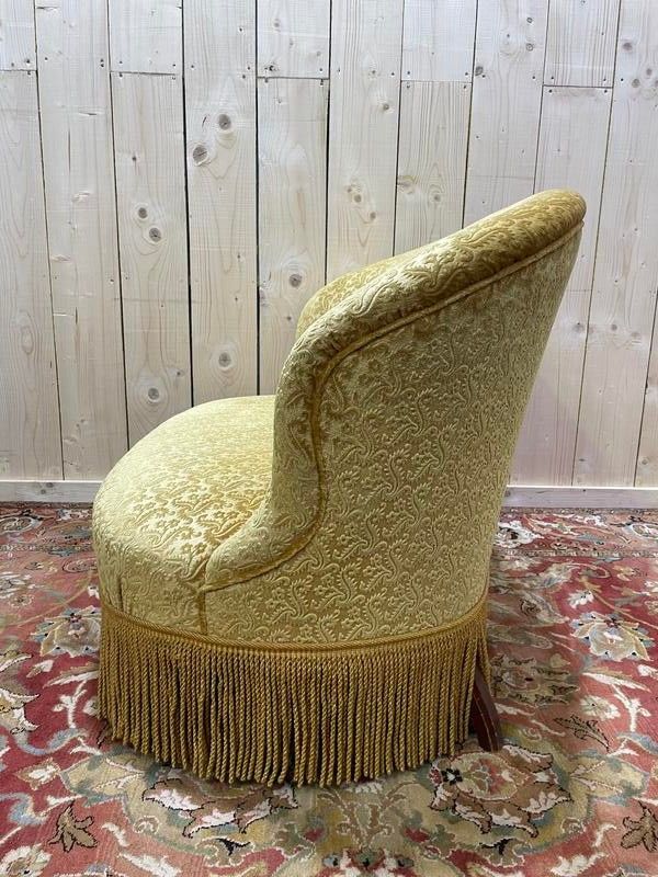 Canapé - Banquette Napoléon III velours jaune 