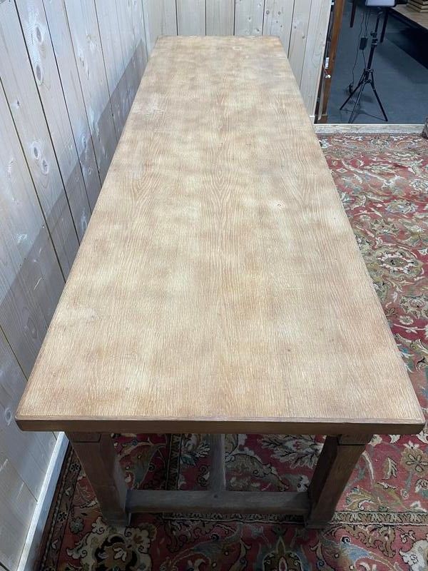Table de ferme ou de travail en chêne massif aerogommée.